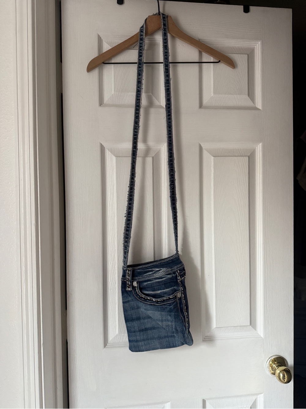Miss Me Y2K inspired handmade denim crossbody bag purse